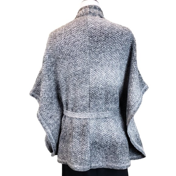 DKNY Jeans Belted Button Mid Weight Poncho Style Sweater Knit Cardigan L - Picture 5 of 8